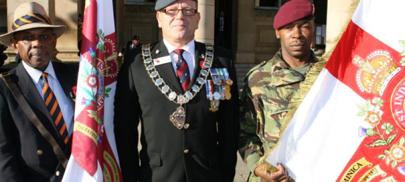 Poppy Appeal Launch 2011 welcomes WAWI. West Indian Regiment Standards